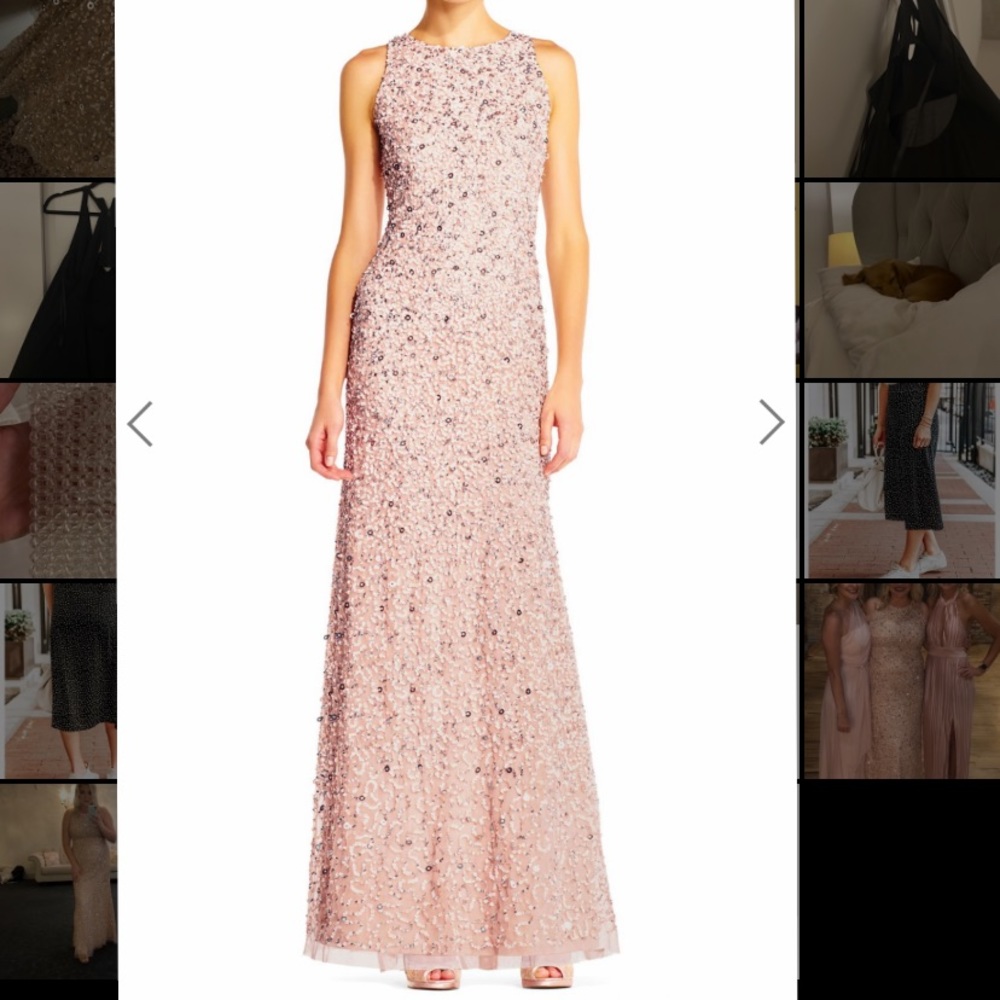 Adrianna Papell - SEQUIN GOWN IN BLUSH - SIZE 12 (bridesmaid dress)